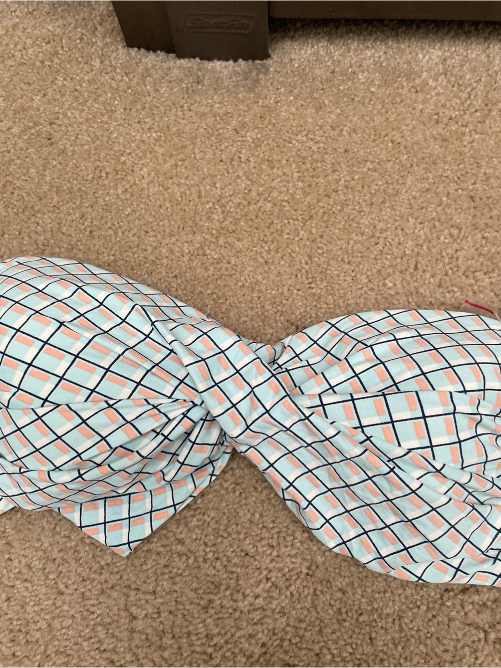 Ann Taylor Mint and Coral Grid Print Top